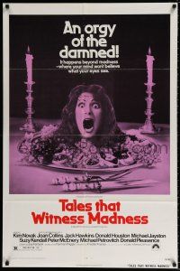 4t865 TALES THAT WITNESS MADNESS 1sh '73 wacky screaming head on food platter horror image!