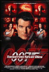 4t892 TOMORROW NEVER DIES DS 1sh '97 close-up of Pierce Brosnan as James Bond 007!