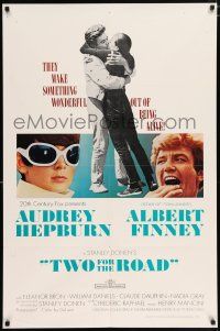 4t906 TWO FOR THE ROAD 1sh '67 Audrey Hepburn & Albert Finney embrace, directed by Stanley Donen!