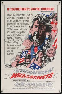 4t966 WILD IN THE STREETS 1sh '68 Christopher Jones & teens take over the U.S.!