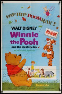 4t972 WINNIE THE POOH & THE BLUSTERY DAY 1sh '69 A.A. Milne, Tigger, Piglet, Eeyore!