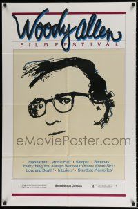 4t980 WOODY ALLEN FILM FESTIVAL 1sh '81 cool headshot artwork of the director, his eight best!