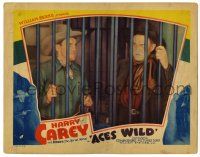 4w199 ACES WILD LC '37 close up of tough Harry Carey & cowboy with key behind prison bars!