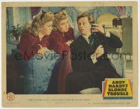 4w220 ANDY HARDY'S BLONDE TROUBLE LC #6 '44 Mickey Rooney helps twins Lee Wilde and Lyn Wilde!
