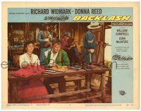 4w238 BACKLASH LC #4 '56 wounded Richard Widmark staring at rifles on table by pretty Donna Reed!