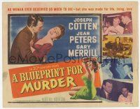 4w022 BLUEPRINT FOR MURDER TC '53 sexy bad girl Jean Peters, Joseph Cotten, Gary Merrill!
