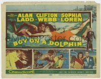 4w025 BOY ON A DOLPHIN TC '57 art of Alan Ladd & sexiest Sophia Loren swimming underwater!