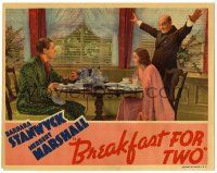 4w292 BREAKFAST FOR TWO LC '37 Eric Blore stands over Barbara Stanwyck & Herbert Marshall!