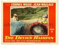 4w403 DEVIL'S HAIRPIN LC #5 '57 great close up car racing image of Cornel Wilde & Arthur Franz!