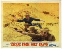 4w447 ESCAPE FROM FORT BRAVO LC #5 '53 Holden, Parker & others trapped by Indians, John Sturges!