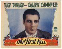 4w467 FIRST KISS LC '28 great close up of young Gary Cooper wearing suit & tie!