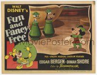 4w493 FUN & FANCY FREE LC #8 '47 Disney, Mickey looks at Goofy & Donald in salt & pepper shakers!