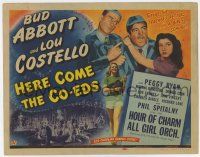 4w042 HERE COME THE CO-EDS TC '45 Bud Abbott & Lou Costello, great image with all-girl band!