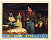 4w571 HONDO LC #5 '53 3-D c/u of Geraldine Page getting the drop on John Wayne holding gun!