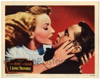 4w584 I LOVE TROUBLE LC '47 great c/u of Franchot Tone about to be kissed by sexiest Janet Blair!