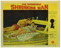 4w595 INCREDIBLE SHRINKING MAN LC #2 '57 Grant Williams & April Kent on the boat before he shrank!