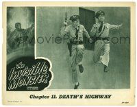 4w606 INVISIBLE MONSTER chapter 11 LC '50 great c/u of cops with guns in mid air, Death's Highway!