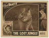 4w676 LOST JUNGLE LC '34 great close up of Clyde Beatty wrestling unarmed with savage lion!