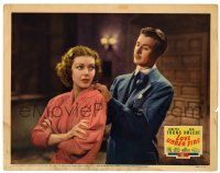 4w684 LOVE UNDER FIRE LC '37 Don Ameche rubs sexy Loretta Young's shoulders to calm her down!