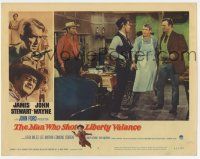 4w702 MAN WHO SHOT LIBERTY VALANCE LC #3 '62 best c/u of James Stewart by Lee Marvin & John Wayne!