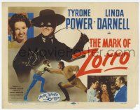 4w079 MARK OF ZORRO TC R58 masked hero Tyrone Power in costume & with young Linda Darnell!