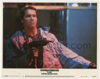 4w907 TERMINATOR LC #2 '84 great close up of cyborg Arnold Schwarzenegger with sub machine gun!