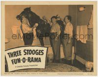 4w922 THREE STOOGES FUN-O-RAMA LC #3 '59 c/u of Moe Howard, Larry Fine & Joe Besser washing horse!
