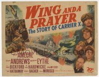 4w174 WING & A PRAYER TC '44 Don Ameche, Dana Andrews, cool World War II naval battle art!