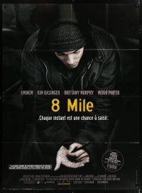 4y396 8 MILE French 1p '02 super close up of Eminem, directed by Curtis Hanson, Detroit, rap music!