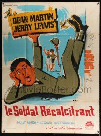 4y425 AT WAR WITH THE ARMY French 1p R60s different art of wacky Jerry Lewis by Boris Grinsson!