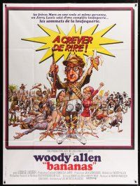 4y437 BANANAS French 1p '71 great artwork of Woody Allen by E.C. Comics artist Jack Davis!