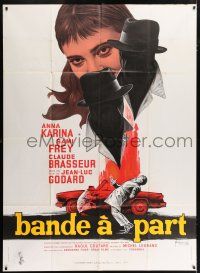 4y438 BAND OF OUTSIDERS French 1p '64 Jean-Luc Godard, Anna Karina, cool art by Georges Kerfyser!
