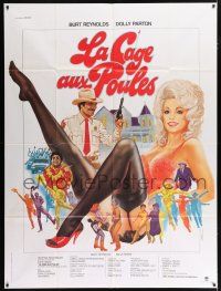 4y451 BEST LITTLE WHOREHOUSE IN TEXAS French 1p '82 Landi art of Burt Reynolds & sexy Dolly Parton!