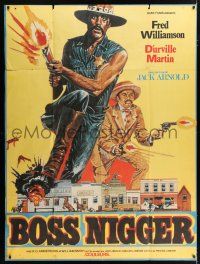 4y483 BOSS NIGGER French 1p '75 different art of Fred Williamson & D'Urville Martin with guns!