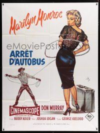 4y508 BUS STOP French 1p R80s great art of Don Murray roping sexy Marilyn Monroe by Geleng!