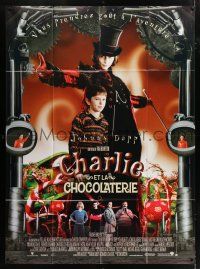 4y523 CHARLIE & THE CHOCOLATE FACTORY French 1p '05 Tim Burton, Johnny Depp as WIlly Wonka!
