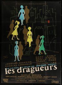 4y525 CHASERS style B French 1p '59 Jean-Pierre Mocky's Les Dragueurs, cool art by Roger Varenne!