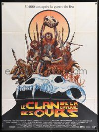 4y533 CLAN OF THE CAVE BEAR matte French 1p '86 cool different caveman art by McGinnis & Druillet!