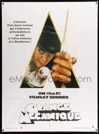 4y536 CLOCKWORK ORANGE French 1p R90s Stanley Kubrick classic, Castle art of Malcolm McDowell!