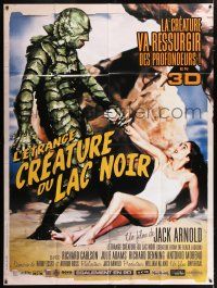 4y546 CREATURE FROM THE BLACK LAGOON French 1p R12 great c/u of monster grabbing sexy Julie Adams!