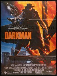 4y563 DARKMAN French 1p '90 directed by Sam Raimi, cool Alvin art of masked hero Liam Neeson!