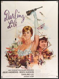 4y564 DARLING LILI French 1p '70 different art of Julie Andrews & Rock Hudson by Yves Thos!