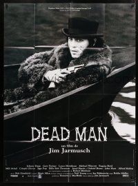 4y568 DEAD MAN French 1p '96 c/u of Johnny Depp in fur coat w/ gun, Jim Jarmusch's mystic western!