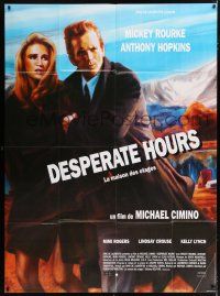 4y578 DESPERATE HOURS French 1p '90 different art of Mickey Rourke & Mimi Rogers, Michael Cimino!