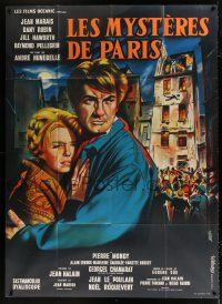 4y582 DEVIL OF PARIS French 1p '62 cool art of Jean Marais & Dany Robin by Jean Mascii!