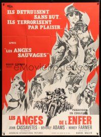 4y584 DEVIL'S ANGELS French 1p '67 Corman, Cassavetes, art of biker gang on their motorcycles!