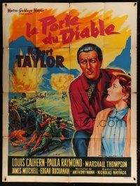 4y585 DEVIL'S DOORWAY French 1p '50 different Soubie art of Robert Taylor & Raymond, Anthony Mann!