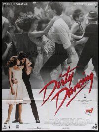 4y589 DIRTY DANCING French 1p '87 Patrick Swayze & Jennifer Grey in sexy embrace & dancing!