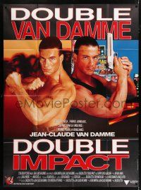 4y598 DOUBLE IMPACT French 1p '91 Jean-Claude Van Damme in a dual role as twins!
