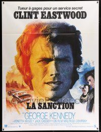 4y614 EIGER SANCTION French 1p '75 cool different art of Clint Eastwood by Jean Mascii!